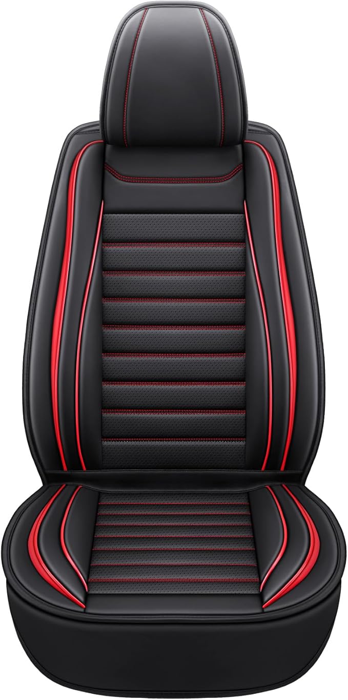 Leather Car Seat Covers Full Set, Universal Faux Leather Car Seat Covers 5 Seats, Automotive Seat Covers for Most Sedans SUVs Trucks, Front and Rear Seat Covers,Wine Red