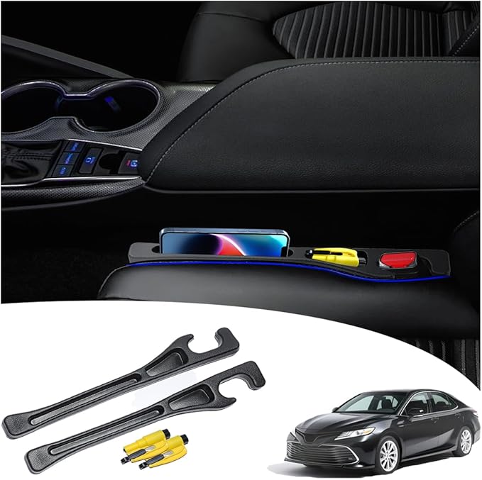 【Compatible with Toyota Camry】 Seat Gap Filler，No Drop Seat Guard Compatible with Toyota Camry,Drop Seat Guards for Cars(2Pcs),Emergency Keychain Car Escape Tool(2Pcs)