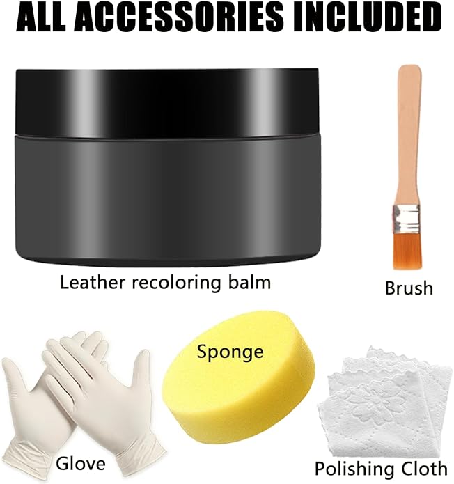 Leather Recoloring Balm, Leather & Vinyl Color Restorer Conditioner – Repairs Faded & Scratched Leather Color
