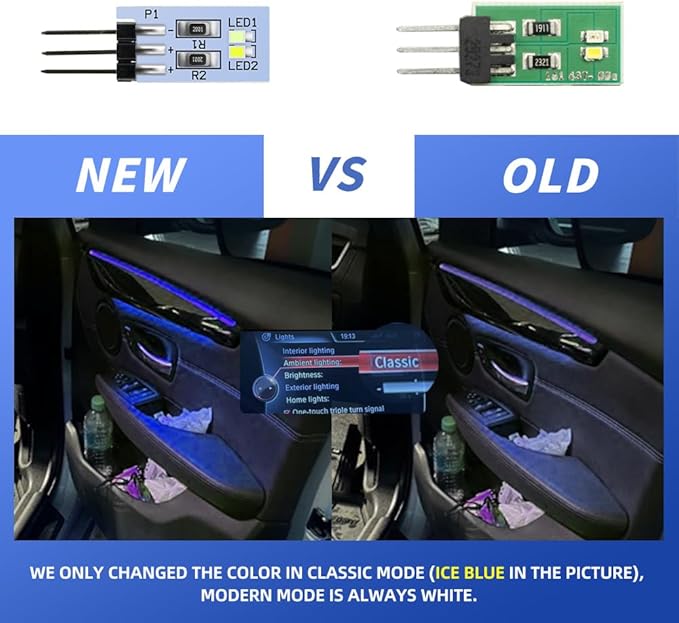 NJSBYL 10PCS Interior Ambient Lighting LED Circuit Board for B-MW 5 7 Series X1 Gran Turismo Coupe Sedan SUV LWB LCI Courtesy Door Handle and Side Pocket Atmosphere Light Blue-White