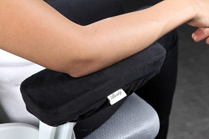 Aloudy Ergonomic Memory Foam Office Chair Armrest Pads, Comfy Gaming Chair Arm Rest Covers for Elbows and Forearms Pressure Relief(Set of 2), Stretch Fit, Black