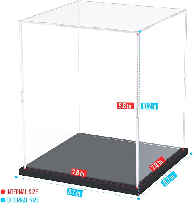 Choowin Acrylic Display Case for Lego Star Wars Helmet Mandalorian Darth Vader Helmet for Lego R2D2 Thickened Clear Acrylic Display Cases for Collectibles Assemble Dustproof Display Box(Black Base)