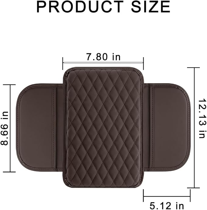 Mandark Car Center Console Cover, Microfiber Leather Vehicle Armrest Protector Cushion with 2 Storage Bags, Auto Interior Arm Rest Seat Box Pad Accessories, Universal for SUV, Sedan, Truck (Coffee)