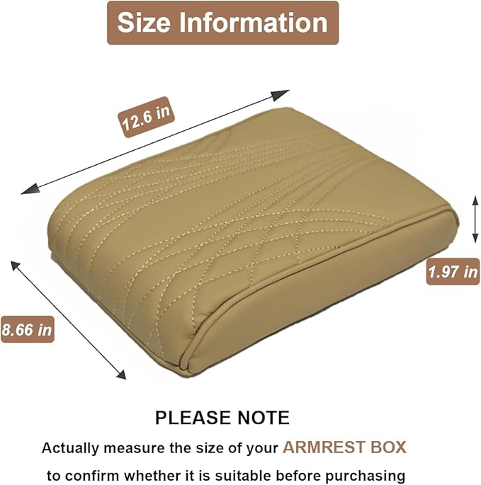 Car Center Console Cover, Memory Foam Car Armrest Cover, Beige Arm Rest Covering Car, Middle Organizer Elbow Pillow, Leather armrest Cover for Car/SUV/Truck/Auto (No.2 Beige)