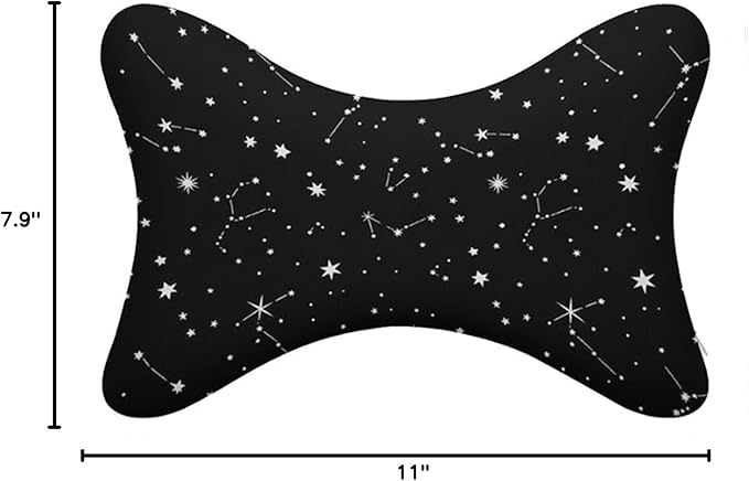 Headrest Pillow for Car Seat, 2 Pcs Memory Foam Neck Support Pillow for Neck Pain Relief, Compatible with Zodiac Constellation Galaxy Black Starry Night Stars Glow Dark Midnight Car Office