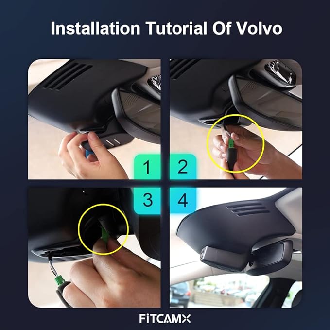 Fitcamx 2K Dual Dash Cam Suitable for Volvo S90 V90 2017-2021 & XC60 2018-2021 T5 T6 (Model A), OEM Look, Front 1440P+ Rear 1080P HD Video, WiFi & APP, Loop Recording, G-Sensor, Easy to Use, 64GB Card
