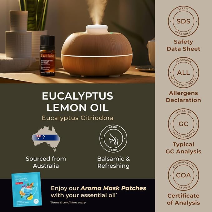 100% Pure Eucalyptus Lemon Essential Oil - 0.34 Fl Oz - Eucalyptus Lemon Oil for Hair, Skin, Diffuser, Aromatherapy & DIY Candle Making Scent