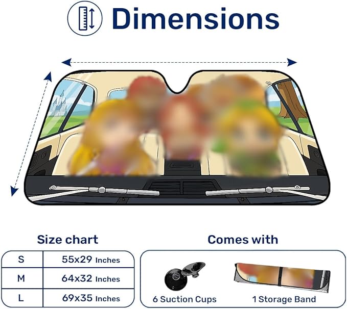 GENANY Video Game Windshield Sun Shade for Car SUV Truck (55x30 Inches), Front Window Visor for Windows, Protector Blocks UV