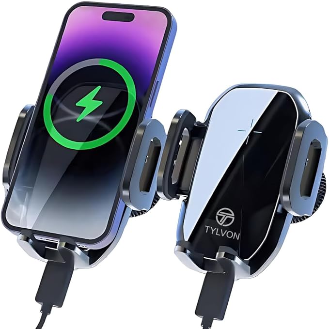 Wireless Car Charger, Air Vent Auto-Clamping Car Mount 15W Fast Charging, Compatible with iPhone 15/14/13/13 Pro/12 Pro Max/12 pro/12/11/10, Samsung Galaxy S24/S23/S22, Google Pixel 8/7/6