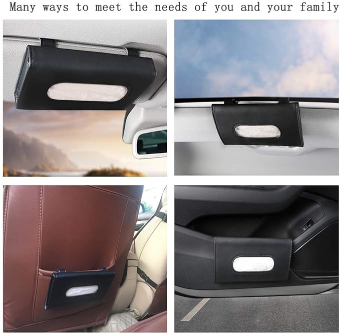 Fredysu Car Visor Tissue Holder, Sun Visor Napkin Holder Backseat Tissue Case, Premium Car Tissue Box for car, Vehicle (Black)