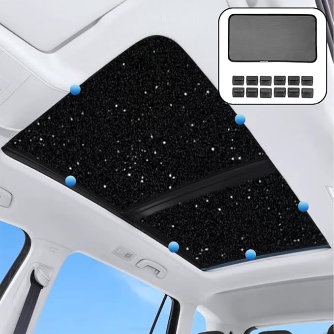 Car Sunroof Compatible with Tiguan 2018-2023 5-Door SUV, Foldable Glass Roof Sunshade with Storage Bag, Sunshade Roof Heat Insulation Sun Protection Roof Sunshade Interior Sunroof Shade