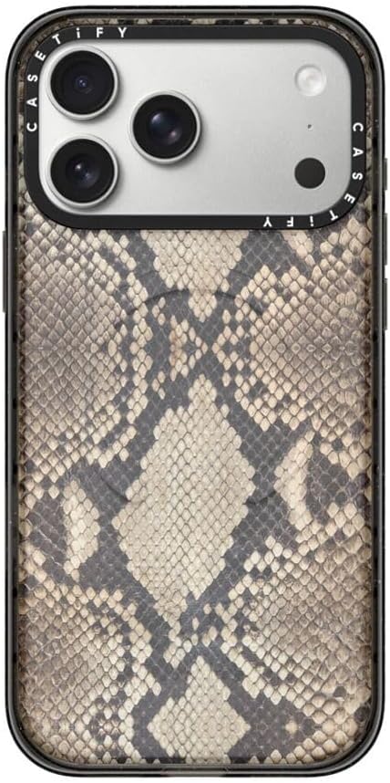 CASETiFY Impact iPhone 17 Pro Max Case [Slim/Compatible with Magsafe / 8.2 ft. 4X Military Grade Drop Protection] - Brown Snake - Clear Black
