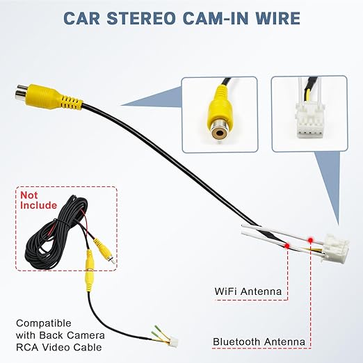 Android Radio Wiring Harness Kit with 16 Pin ISO Car Radio Wire Harness, 10/20 Pin RCA Back Camera Adapter, 4/6 Pin USB Cable and GPS Antenna Cord