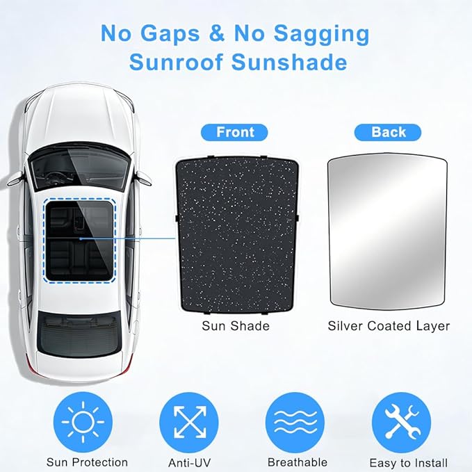 Car Sunroof Compatible with Volvo C40(Not for XC40) 2021-2023, Foldable Glass Roof Sunshade with Storage Bag, Sunshade Roof Heat Insulation Sun Protection Interior