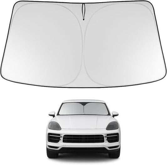 Proadsy 2026 Upgrade Windshield Sun Shade Custom Fit 2019–2025 2026 Porsche Cayenne Foldable Front Sunshade Protector Sun Visor Blocks UV Rays Keep Car Cooler