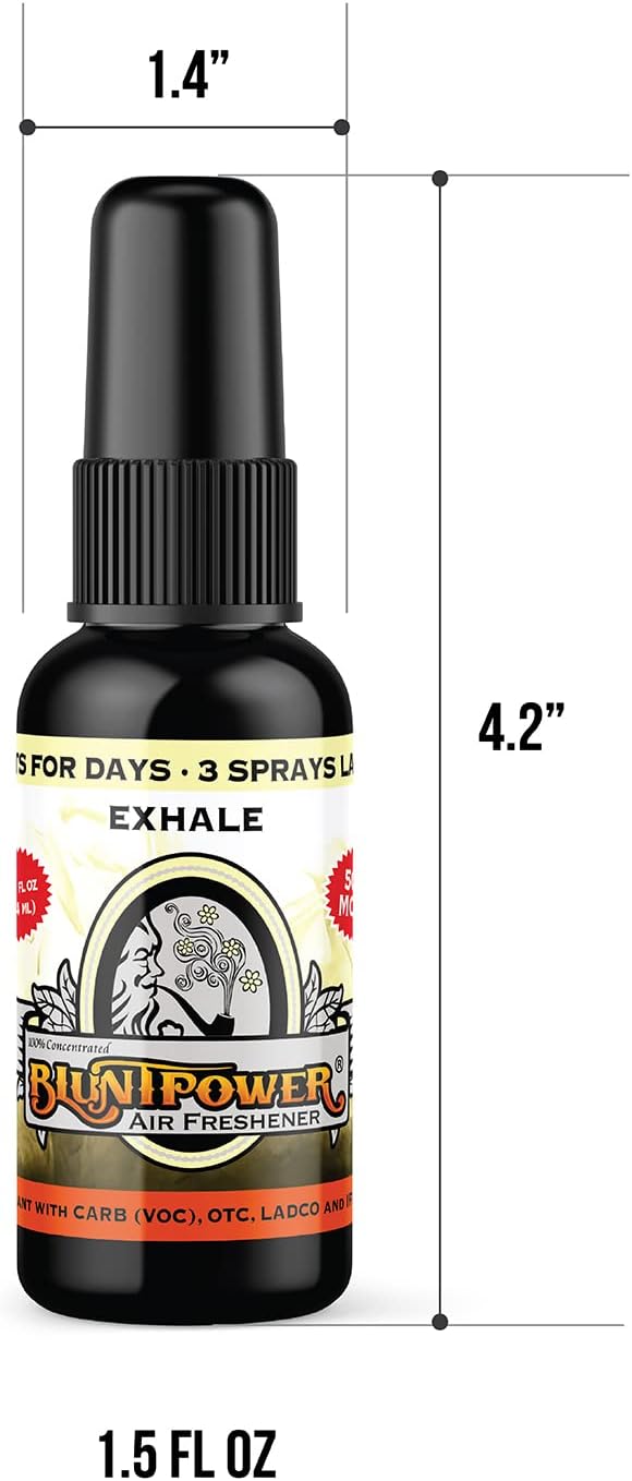 BluntPower Exhale Concentrated Air Freshener - Premium Oil-Based for Home and Car - Long-Lasting Bathroom, Car, & Odor Eliminator Spray (3 Pack)