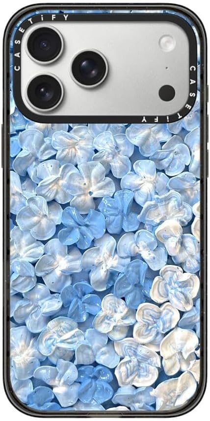 CASETiFY Impact iPhone 17 Pro Max Case [Slim/Compatible with Magsafe / 8.2 ft. 4X Military Grade Drop Protection] - Blue Hydrangea iPhone 17 Case - Clear Black