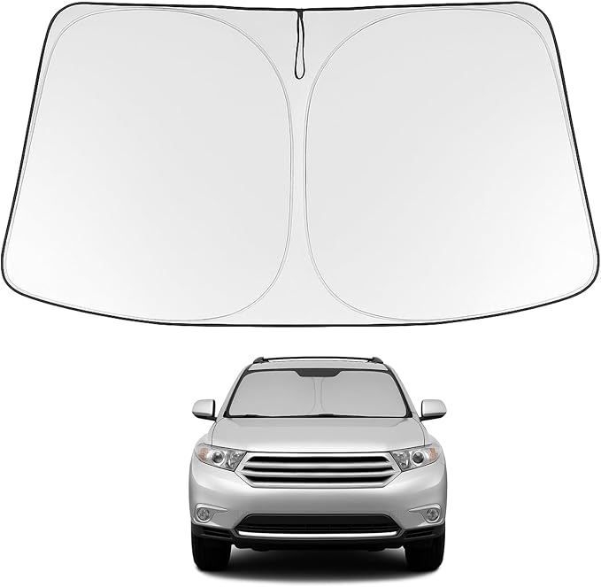 Proadsy 2025 Upgrade Windshield Sun Shade for Toyota Highlander 2008-2013 Foldable Front Sunshade Protector Sun Visor Blocks UV Rays Keep Car Cooler