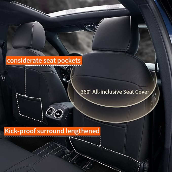 AOMSAZTO Car Seat Cover for Mazda 3 2019 2020 2021 2022 2023 2024 2025 2026 - Full Set Customized Black Faux Leather Seat Covers