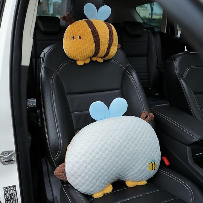 Bee Shaped Lumbar Support Pillow for Car Office Driver Seat Waist Cushion 1 PCS