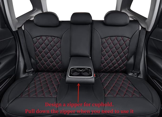coverdream Forester Seat Covers Custom Fit for 2025 2026 Subaru Forester Base,Limited,Premium,Sport,Touring,Full Coverage,Airbag Compatible,Waterproof Leather Seat Protector(Full Set,Black/Red)