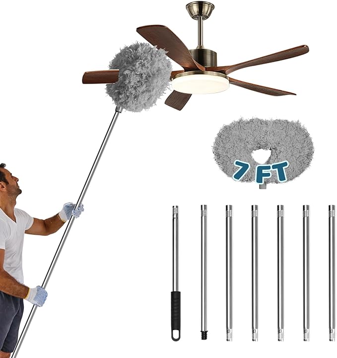 Storystore Ceiling Fan Cleaner Duster - Adjustable Duster with Extension Pole,Dusters for Cleaning Fan Blade, Walls and Cobweb (7FT/Grey)