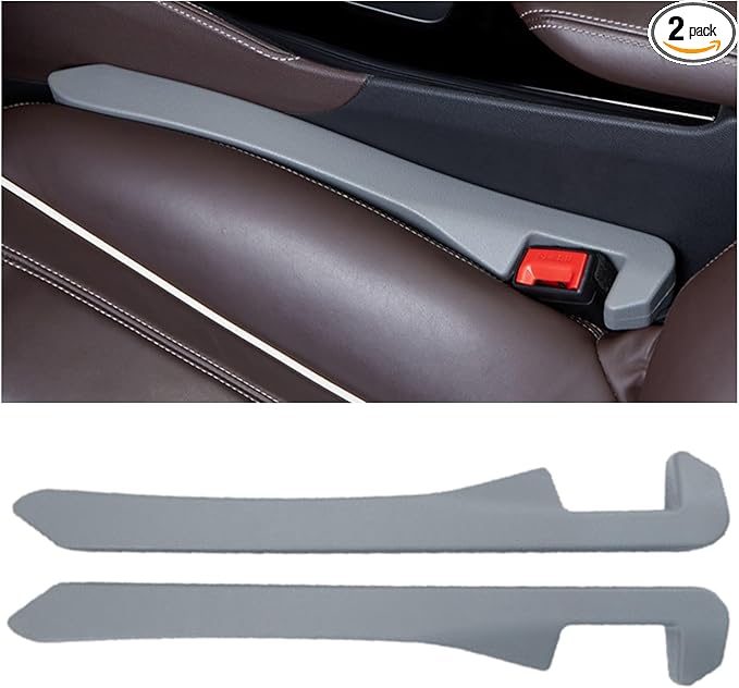 Car Seat Gap Filler 2 Pack, Universal Organizer for Car SUV Truck to Fill The Space Between Seat and Console, Car Seat Blocker and Catcher Prevent Things from Dropping, Easy to Install (Grey)