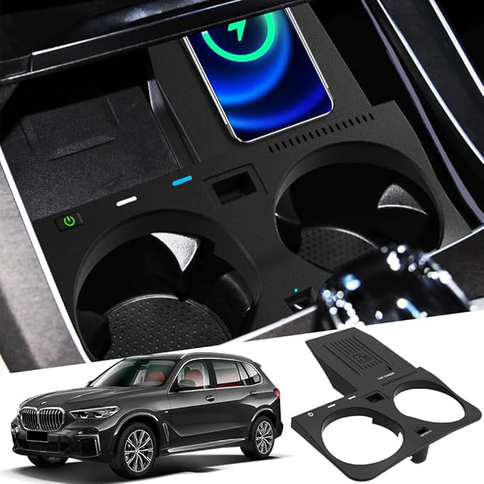 Wireless Car Charger Compatible with BMW X5/X5M X6/X6M 2019 2020 Center Console Accessory Panel, 15W Qi Fast Charging Phone Charger Pad for BMW G05/G06 (Support Original Car with NFC)
