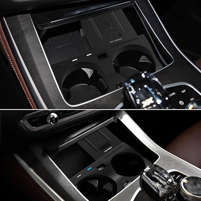 Wireless Car Charger Compatible with BMW X5/X5M X6/X6M 2019 2020 Center Console Accessory Panel, 15W Qi Fast Charging Phone Charger Pad for BMW G05/G06 (Support Original Car with NFC)