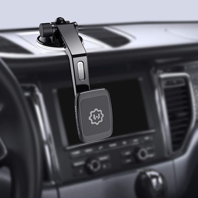 WixGear Magantic Mount, Universal Dashboard Curved Magnetic Phone Car Mount Holder for Cell Phones and Mini Tablets with Fast Swift-snap Technology, Magnetic Cell Phone Mount