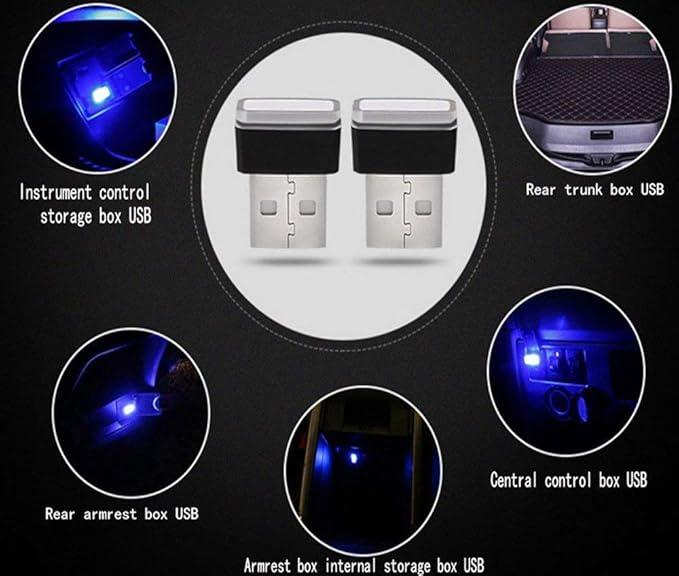 iJDMTOY Amber Yellow USB Plug-in Miniature/Nano LED Car Interior Ambient Accent Lighting Kit