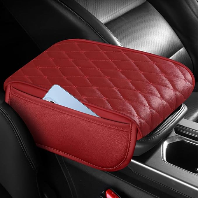 Universal Car Armrest Pad for Lexus GX J150 J120 GX 460 400 GX OR Leather Armrest Box Center Console Cover Pad Waterproof Arm Rest Protector Decor Accessories,Red01