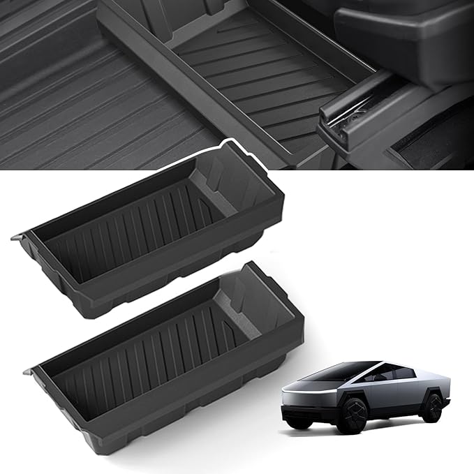 Tesla Cybertruck Underseat Storage Box - Custom-Fit Organizer for 2024-2025 Model, Durable ABS Material, Easy Installation, Maximizes Hidden Storage Space