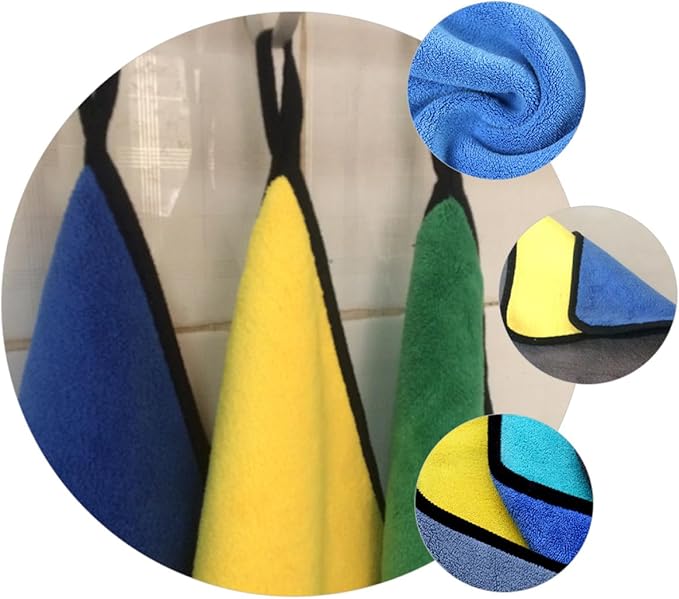 GALPADA 4pcs 30x40cm Dual-Tone Plush Fleece Car Wash Towels, Ultra Absorbent Microfiber Cleaning Cloths for Auto Detailing and Interior Care Random Color