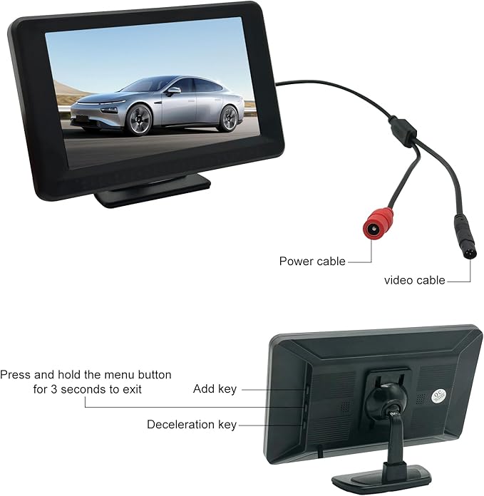 Blind Spot Camera with 5” BSD Monitor Kit, HD 1080P Monitor Side View Camera Kit, Door Tape Mounted Blind Spot Cam Silver