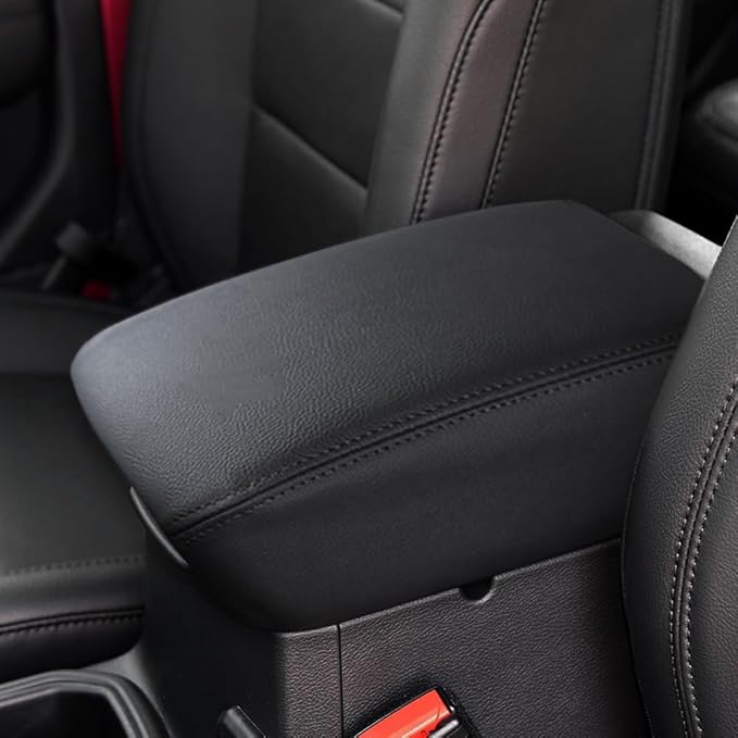 DEYTOP Center Console Cover for Jeep Wrangler JL JLU 2026 2018-2025 Console Armrest Cover for Jeep Gladiator JT 2020-2026 Car Cushion Pad for JL&JT (NOT for JK/JKU)(Black with Black Stitches)