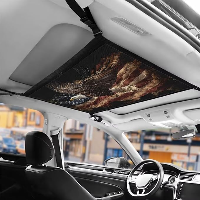 Flying Eagle Print Car Roof Storage Bag Multi-Purpose Seat Organizer All Car Storage Organizers One Size Inner Car Accessories