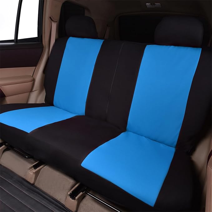 Flying Banner Car Seat Covers Front Seats Rear Bench Polyester car seat Protectors Easy installations Rear Bench Split Classic Man Lady Truck (Full Set - Low Back - Combo Pack, Black Blue)