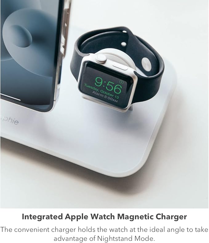 Mophie 3-in-1 Stand for MagSafe Charger - Simultaneous Charging for iPhone, Apple Watch, and AirPods (Magsafe Charger not Included)