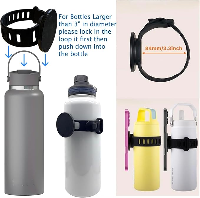 Super Strong Gym Fitness Secure Silicone Strap Phone Mount for MagSafe Compatible Devices, Multi use for Gym Equipment Stroller Treadmill Peloton Exercise Bikes and anything Magnet stick on to