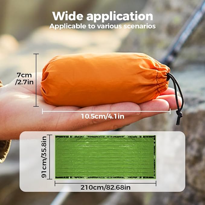 2026 New Blanket, Emergency Sleeping Bag for Survival, Blanket with Emergency Whistle Waterproof, Compact Lightweight, Emergency Mat for Survival Kit Car Camping Gear Hiking Go (Green)