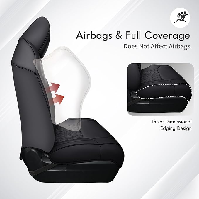 Huidasource Tacoma Front Seat Covers, Full Coverage Automotive Black Truck Seat Cover Custom Fit for 2005-2015 Double & Crew Cab 2nd Gen Toyota Tacoma Base Prerunner SR5 Limited(Front Pair/Black)