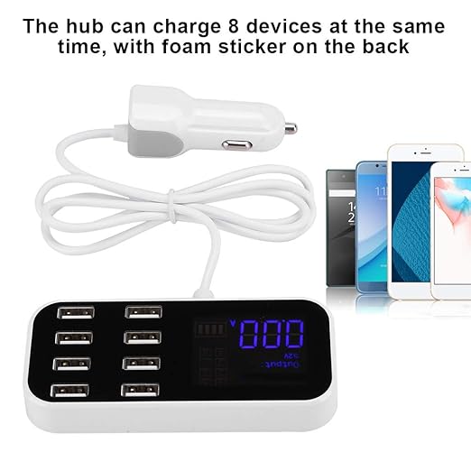 FLEXMAN 90W Powered USB Hub, 5.2V 9.1V 12V 3 Modes Data Hub Portable Car Use Power Adapter with LED Screen for Laptop PC Computer Printer