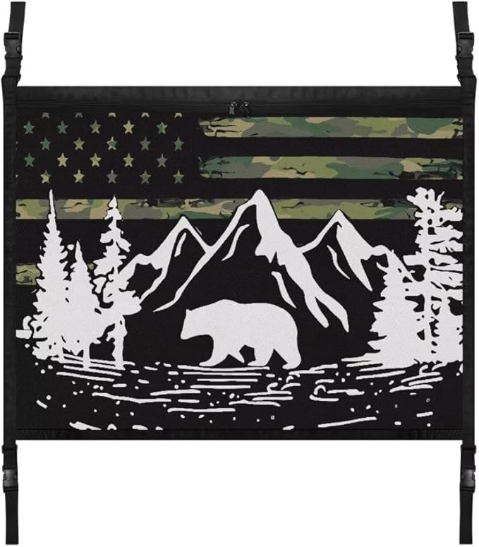 Mountain Flag Car Roof Storage Bag Multi-Purpose Seat Organizer Premium Car Seat Organizer Vehicle Passenger Seat Organization and Storage for Kids Adults Pets Items