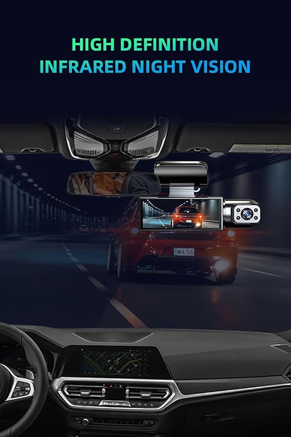 Dual Dash Cam Front and Rear with 64GB Card, 1080P HD IR Night Vision Dash Camera for Cars, G-Sensor Car Dashcam Cameras, 3.16”IPS Screen, 24/7 Parking Monitor, Loop Recording, 170° Wide Angle