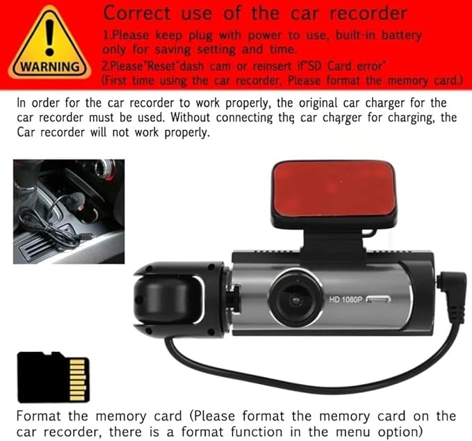Dash Cam Front & Rear, Cardvr Video Dash, 1 Count Mini Dash Cam for Car with 32GB SD Card, 3.16 Inch IPS Screen 1080P HD Camera with Dual Lens