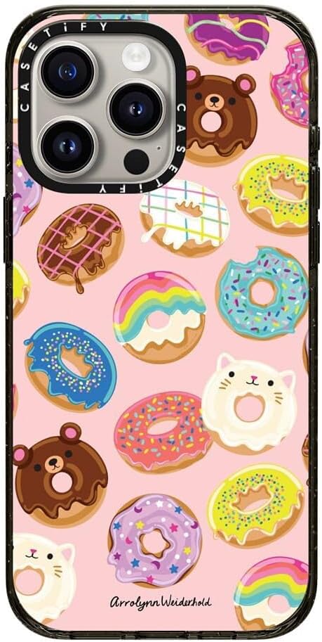 CASETiFY Impact Case for iPhone 15 Pro Max [8.2ft 4X Military Grade Drop Protection/Compatible with Magsafe] - Donuts - Clear Black