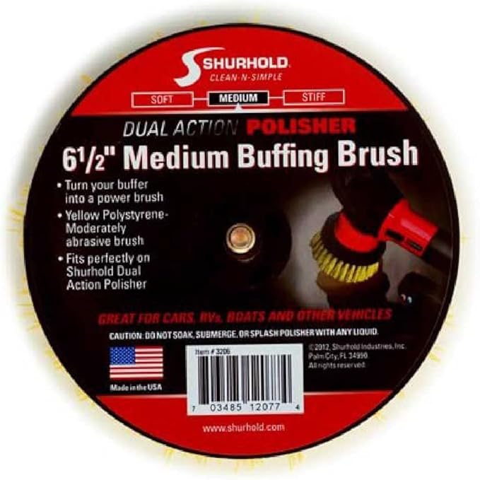 Shurhold 6-½ inches Dual Action Polisher Scrub Brushes - Medium-Duty Cleaning and Scrubbing Brush for Boats, Cars, and Home Surfaces