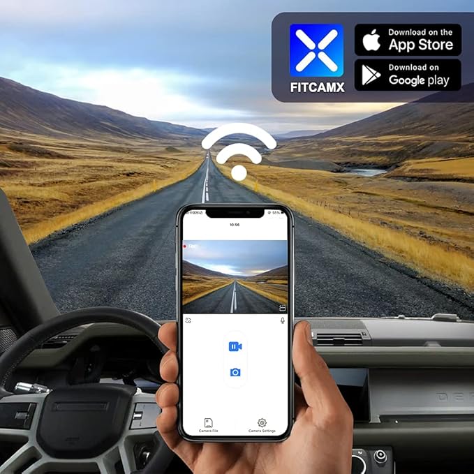 Fitcamx Front 4K+Rear 1080P Dash Cam Adapts for Land Rover Defender 90 110 130 2020-2026 (L663), Integratd OEM Look, 2 Way HD Video, WiFi & APP, Loop Recording, G-Sensor, Easy to Set, 128GB Card