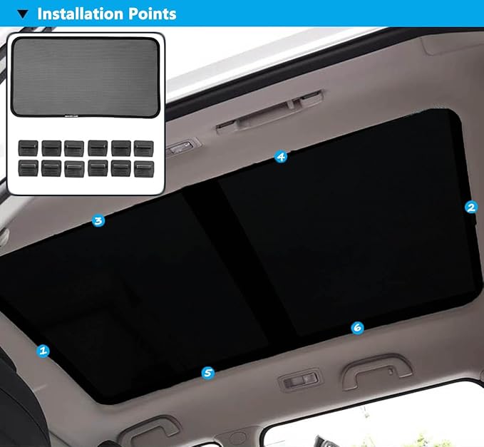 Car Sunroof Compatible with Q5 2017-2009 5-Door SUV, Foldable Glass Roof Sunshade with Storage Bag, Heat Insulation Sun Protection Roof Interior Sunshade